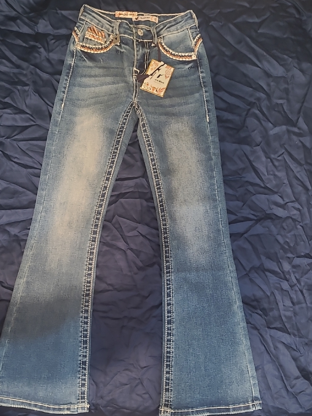 Girls Western Blue Jeans Size 8 Boot Cut